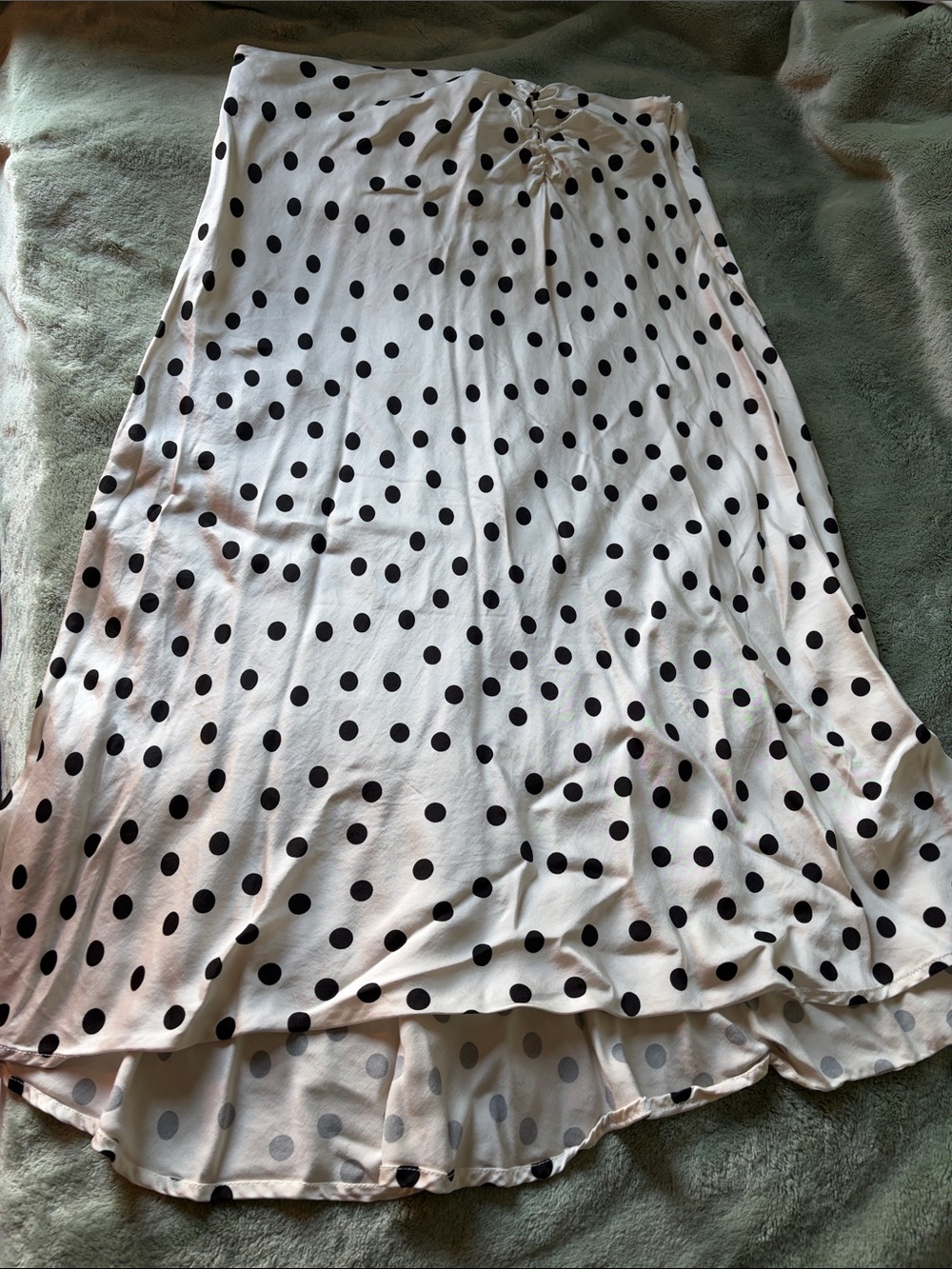 Francesca's Collections White and Black Polka Dot High-Low Skirt